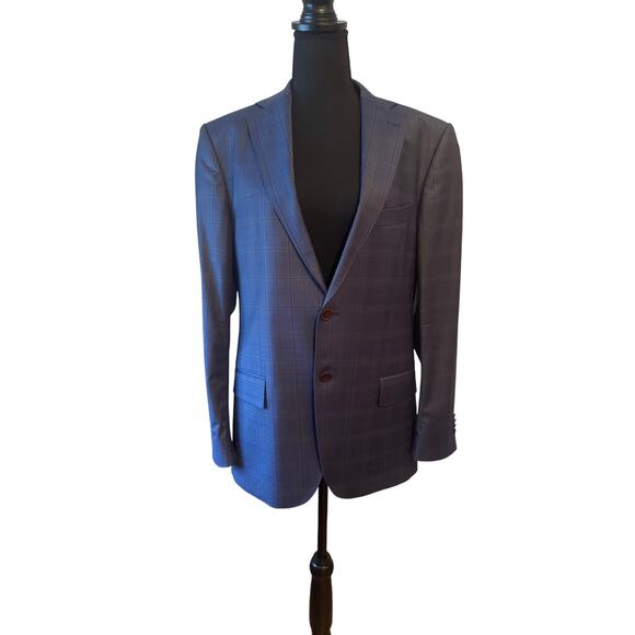 SARAR Navy Plaid Suit Size 38R - Picture 1 of 13